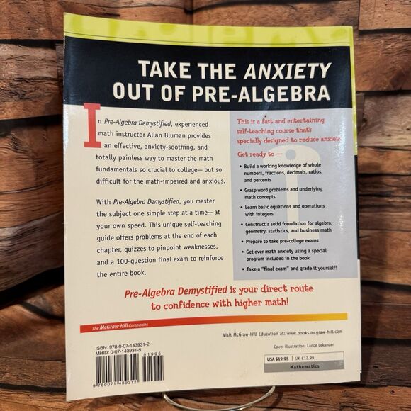 Pre-Algebra DeMYSTiFieD Self-Teaching Guide Allan Bluman McGraw Hill Math Book - Picture 2 of 8